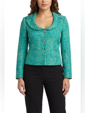 Latina Life Jacket Women's Size 10 Green Black Silver Snake Skin Look 3 Button